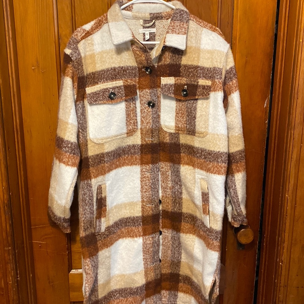 Maurices, xs wool plaid coat